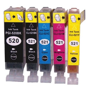 Set 5 cartuse compatibile Canon CLI521, PG520 400pagini Set 5 cartuse compatibile Canon CLI521, PG520 400pagini