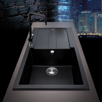 Chiuveta bucatarie granit CookingAid Amanda AM7810 780*500*200mm Neagra / Black Metal quartz reversibila stanga/dreapta cu picurator + Ventil Invizibil + accesorii montaj Chiuveta bucatarie granit CookingAid Amanda AM7810 780*500*200mm Neagra / Black Metal quartz reversibila stanga/dreapta cu picurator + Ventil Invizibil + accesorii montaj