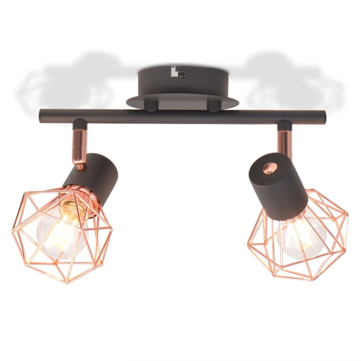 Таванна лампа с 2 LED, vidaXL, метал, черен