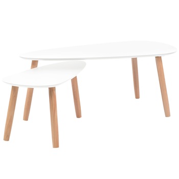Set de 2 masute de cafea, vidaXL, Lemn de pin, Alb, 100 x 50 x 40 cm Set de 2 masute de cafea, vidaXL, Lemn de pin, Alb, 100 x 50 x 40 cm