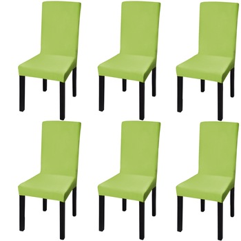 Set de 4 huse elastice drepte pentru scaun, vidaXL, Tesatura, Verde Set de 4 huse elastice drepte pentru scaun, vidaXL, Tesatura, Verde