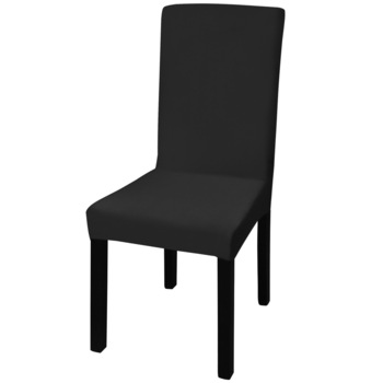 Set de 4 huse elastice drepte pentru scaun, vidaXL, Tesatura, Negru Set de 4 huse elastice drepte pentru scaun, vidaXL, Tesatura, Negru