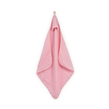 Prosop bebe cu gluga, Jollein Mini dots, 75x75 cm, bumbac hidrofil, roz Prosop bebe cu gluga, Jollein Mini dots, 75x75 cm, bumbac hidrofil, roz