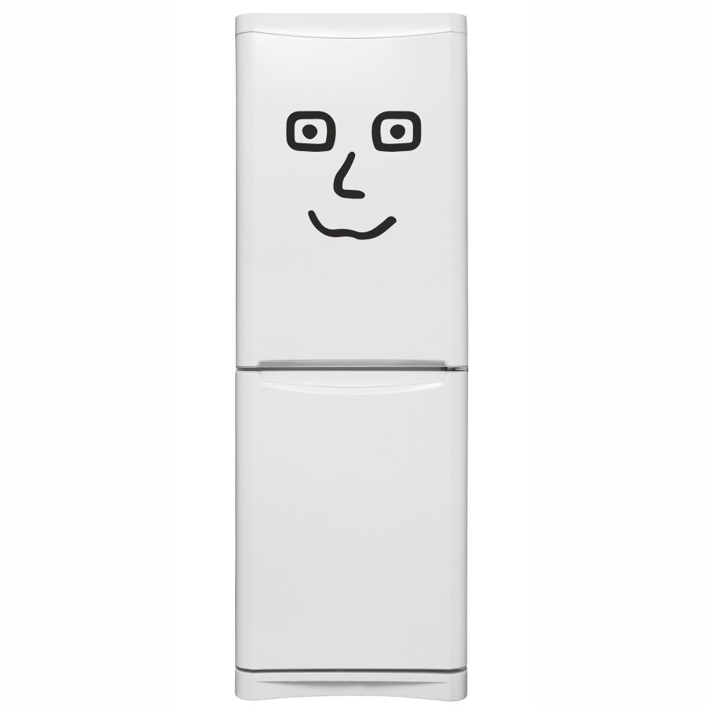 Sticker decorativ pentru perete modern, bucatarie, frigider sau camera copilului, Love, Smiley face vesel cu ochelari, Negru, 40 x 38 cm