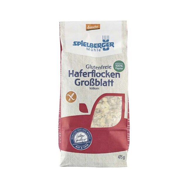 Fulgi mari de ovaz integrali ara Gluten Demeter Bio 475 g