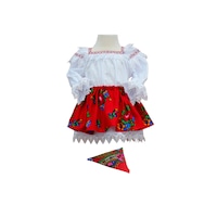 Costum popular fetita 3 piese zona Maramuresului, 1-2 ani (80-92 cm) rosu