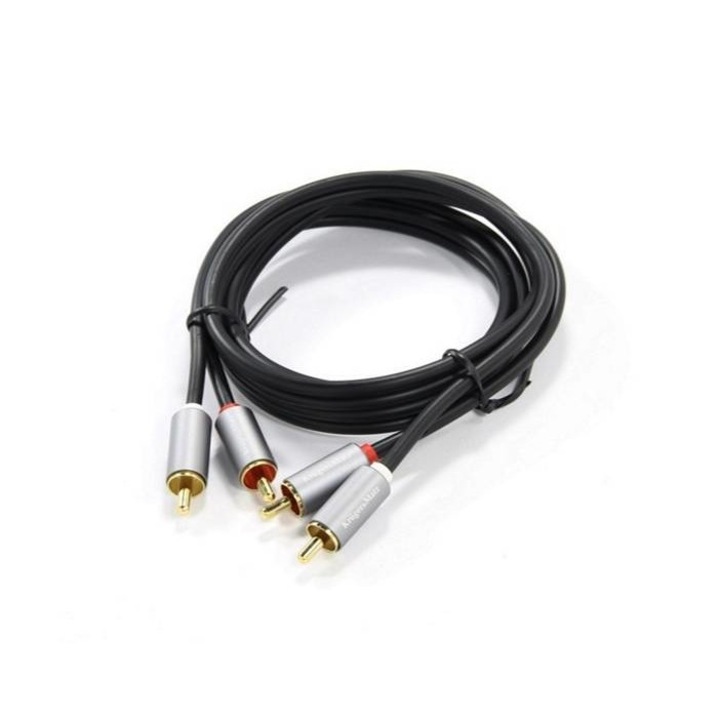 Hangkábel, professzionális, STEREO, HQ, 2xRCA(m), szilikon, 1,5 m