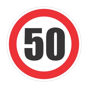 Limitare de viteza 50 km, autocolant, diametru 12cm Limitare de viteza 50 km, autocolant, diametru 12cm