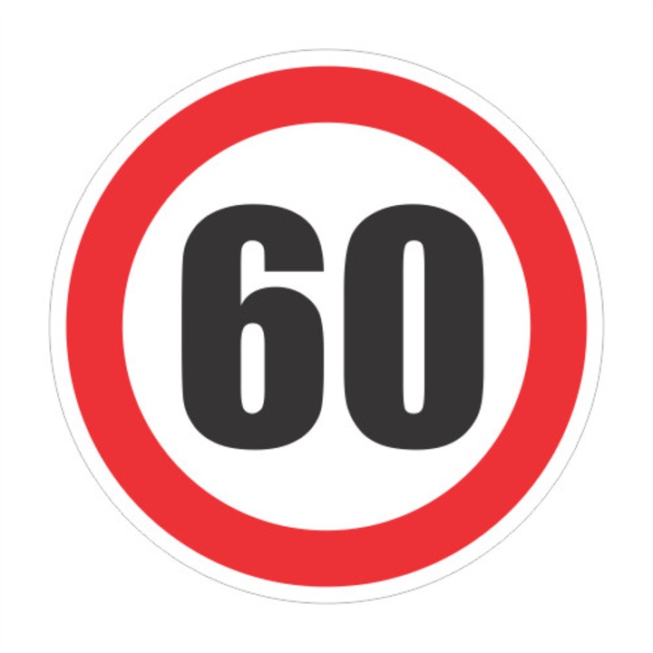 Стикер Ограничение на скоростта 60 км, Диаметър 12 см
