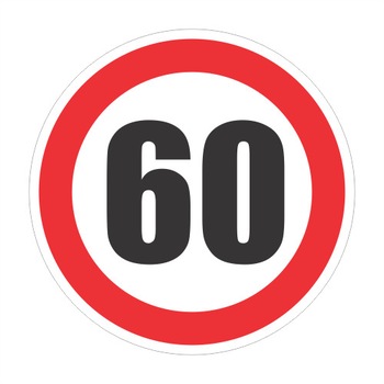 Limitare de viteza 60km, autocolant, diametru 12 cm Limitare de viteza 60km, autocolant, diametru 12 cm