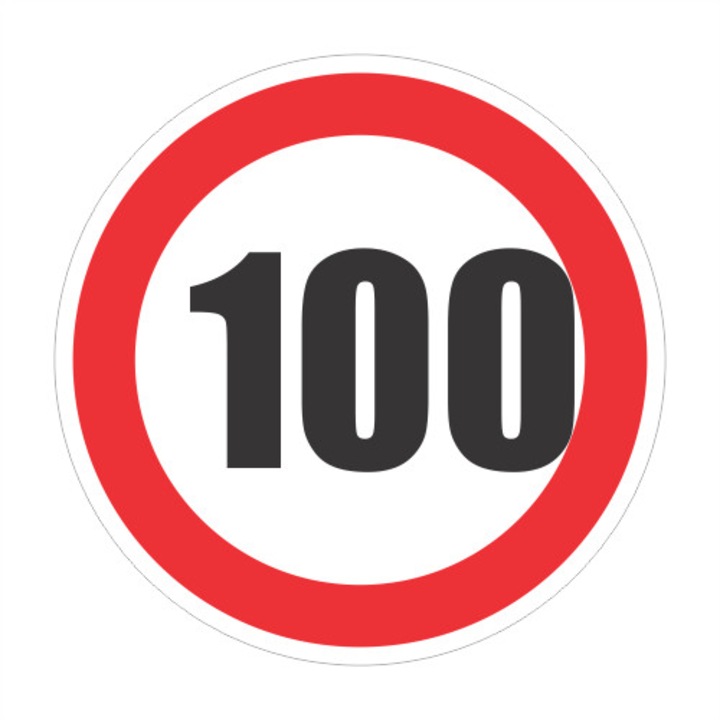 Ограничение на скоростта 100км, стикер, диаметър 12 см