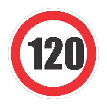 Limitare de viteza 120km, autocolant, diametru 12 cm Limitare de viteza 120km, autocolant, diametru 12 cm
