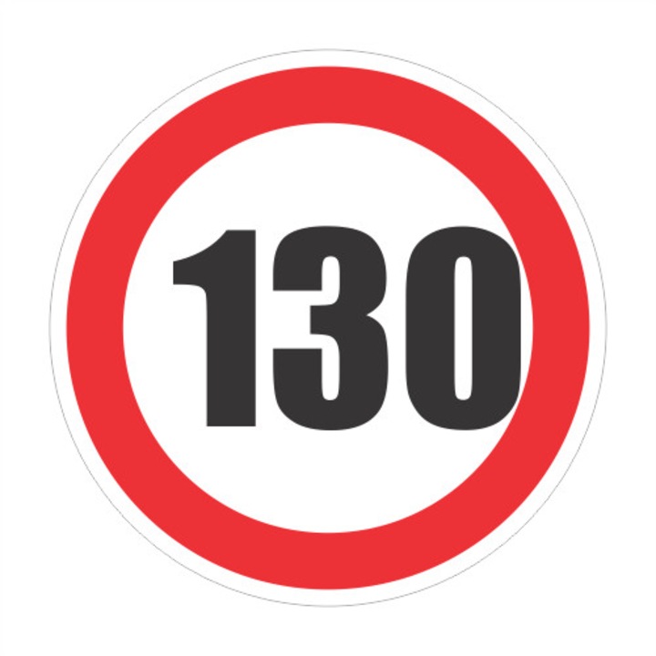 Ограничение на скоростта 130 км, стикер, диаметър 12 см