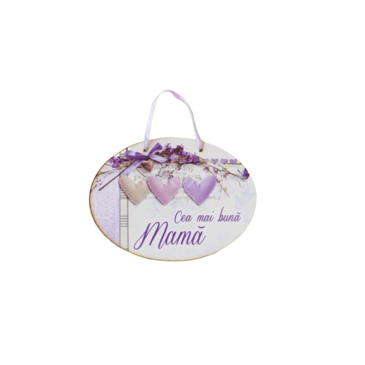 Plachet decorativ cu mesaj “Cea mai buna Mama” 23 x 17 cm