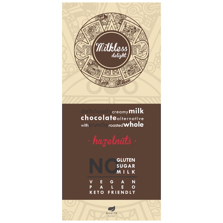 Ciocolata cremoasa cu alune Milkless Delight fara zahar/gluten/lapte/soia 80g