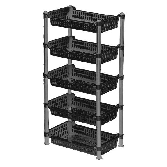 Etajera dreptunghiulara lux 5 polite , gri inchis , 44 x28 x 83 cm