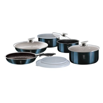 Set oale si tigai marmorate cu maner detasabil (12 piese) din aluminiu forjat Aquamarine Metalic Line Berlinger Haus BH 6101 Set oale si tigai marmorate cu maner detasabil (12 piese) din aluminiu forjat Aquamarine Metalic Line Berlinger Haus BH 6101