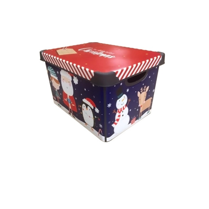 Cutie depozitare jucarii craciun RAKI 22lt 24x30x41cm SNOW MAN