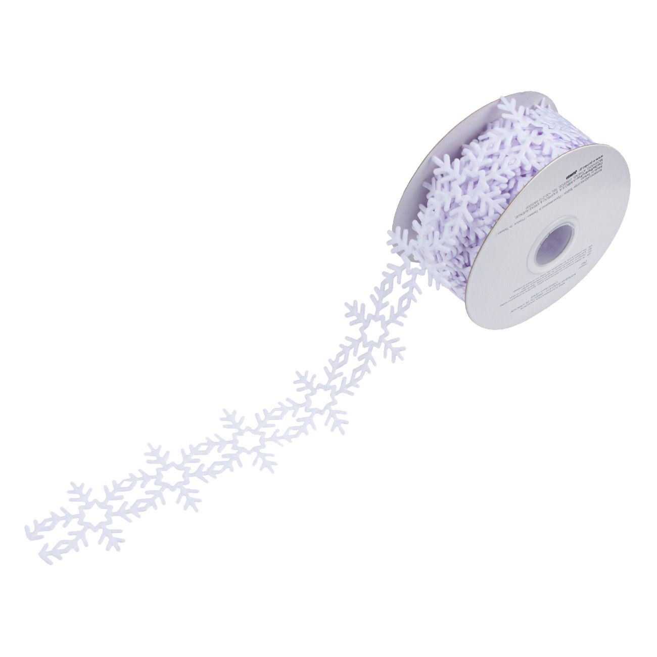 Panglica decorativa, model fulgi de nea, 5 m x 3,8 cm, alb