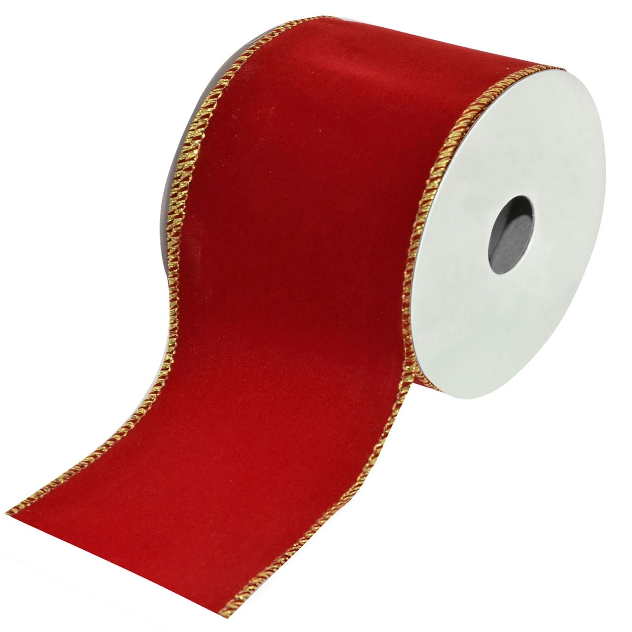 Panglica decorativa, model catifelat, 65mm x 5m, rosu