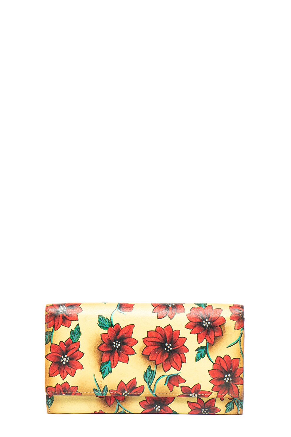 Niarvi, Portofel din piele pictat manual, Galben/Rosu