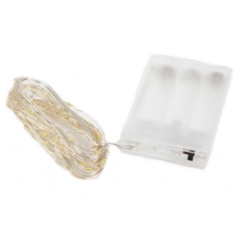 Sir de lumini 50 LED de Craciun, lungime 5 m , culoare alb - cald, baterie 3 x AA Sir de lumini 50 LED de Craciun, lungime 5 m , culoare alb - cald, baterie 3 x AA