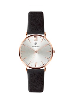 Paul McNeal, Ceas analog cu o curea de piele si logo pe cadran, Negru Paul McNeal, Ceas analog cu o curea de piele si logo pe cadran, Negru