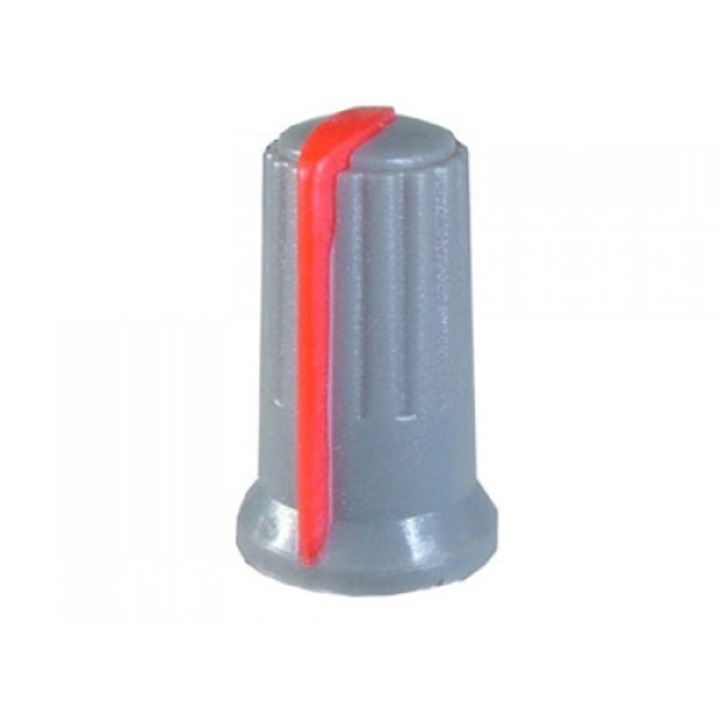 Buton pentru potentiometru, 12mm, plastic, gri-rosu, 12x18mm - 127070