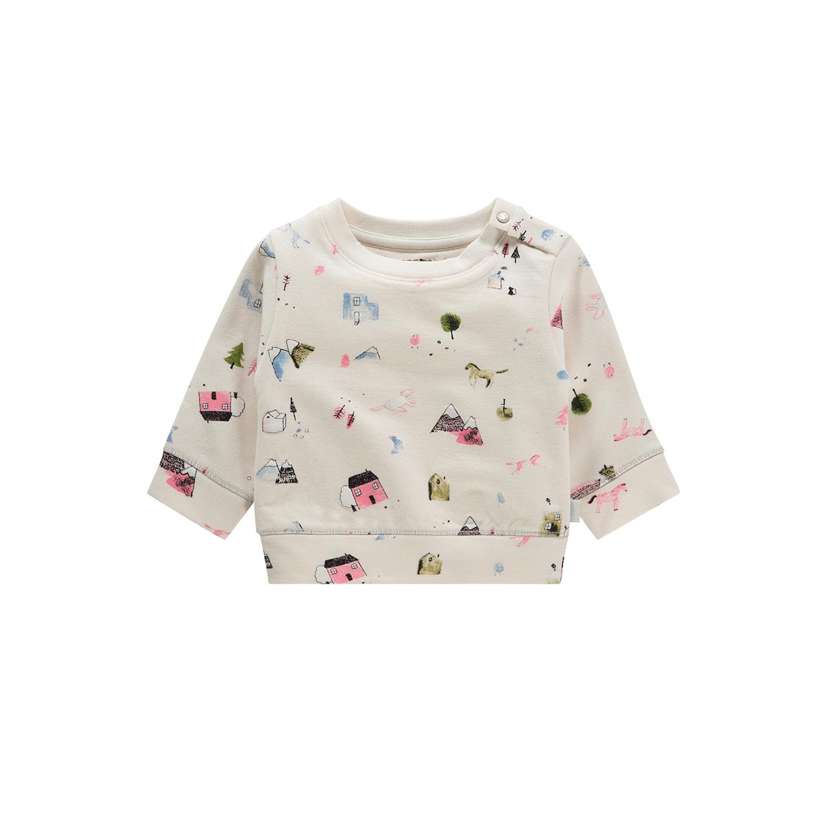 Bluza fetite, Noppies, cu imprimeu de iarna, Canfield, alba