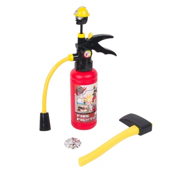 Set pentru incendiu Pompieri cu stingator, topor si insigna, Cali, pentru copii Set pentru incendiu Pompieri cu stingator, topor si insigna, Cali, pentru copii