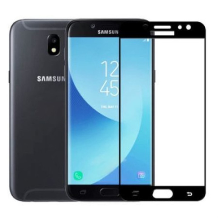 SOHO kijelzővédő üvegfólia Samsung J7 2017-hez, edzett üveg, 9H keménység, fekete / átlátszó