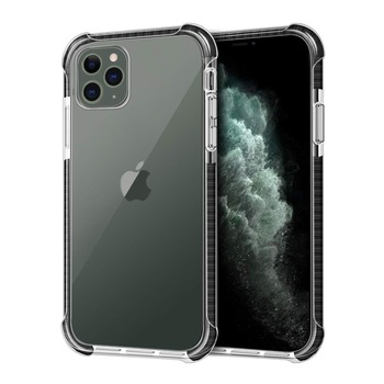 Husa pentru iPhone 12 / 12 PRO, Hybrid Antisoc, carcasa spate PC transparenta cu Bumper, Negru Husa pentru iPhone 12 / 12 PRO, Hybrid Antisoc, carcasa spate PC transparenta cu Bumper, Negru