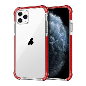 Husa pentru iPhone 12 PRO MAX, Hybrid Antisoc, carcasa spate PC transparenta cu Bumper, Rosu Husa pentru iPhone 12 PRO MAX, Hybrid Antisoc, carcasa spate PC transparenta cu Bumper, Rosu