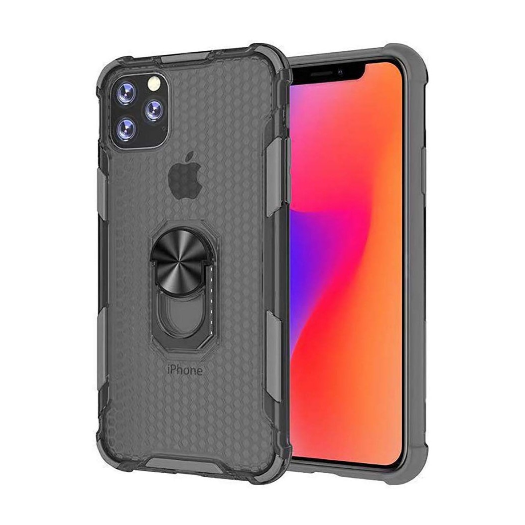 Husa pentru IPhone 12 MINI, Hybrid Antisoc, carcasa cu bumper, inel rotativ 360 si Kickstand, Negru