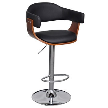 Set de 2 scaune de bar cu inaltime reglabila, vidaXL, Negru, 54 x 46.5 x (89-109.5) cm Set de 2 scaune de bar cu inaltime reglabila, vidaXL, Negru, 54 x 46.5 x (89-109.5) cm