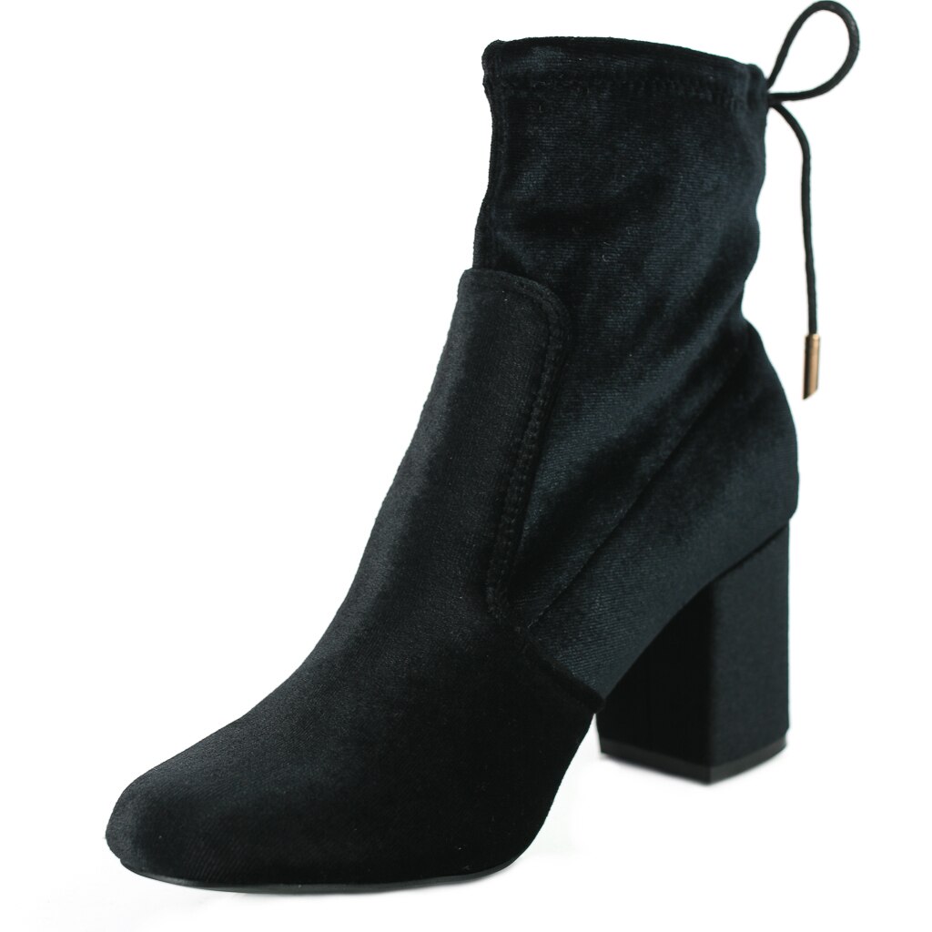 Botine catifea cu toc gros, Claudia Ghizzani