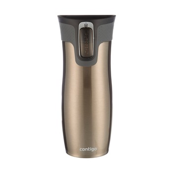 Cana Termos Inox cu Pereti Dubli Latte/Maro - West Loop 2.0, 470 ml, Contigo Cana Termos Inox cu Pereti Dubli Latte/Maro - West Loop 2.0, 470 ml, Contigo