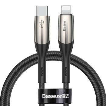 Cablu de date Baseus Durable USB-C PD la Lightning, 18W, 1 Metru, Negru & Argintiu Cablu de date Baseus Durable USB-C PD la Lightning, 18W, 1 Metru, Negru & Argintiu