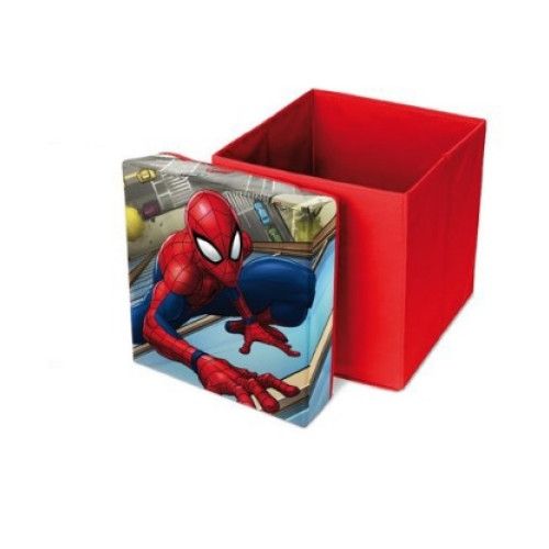 Cutie depozitare cu capac, taburet 85Kg, Spiderman, 2 in 1, 30x30x30 cm, Marvel