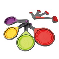 Set 8 cupe masurare din silicon, Quasar&Co., pliabile, 1,25ml/2,5ml/5ml/15ml/60ml/80ml/125ml/250ml, multicolor