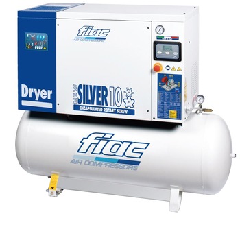 Compresor cu surub si uscator FIAC, NEW-SILVER+D 10/500, 400V, rezervor 500l, debit 860l/min, 10 bar Compresor cu surub si uscator FIAC, NEW-SILVER+D 10/500, 400V, rezervor 500l, debit 860l/min, 10 bar
