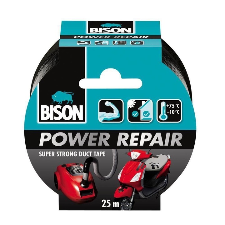 Лепяща лента Bison Power Repair, 50 мм x 25 м, Черен