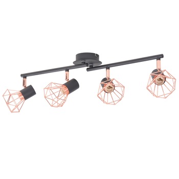 Lustra LED cu 4 spoturi, vidaXL, Metal, Negru Lustra LED cu 4 spoturi, vidaXL, Metal, Negru