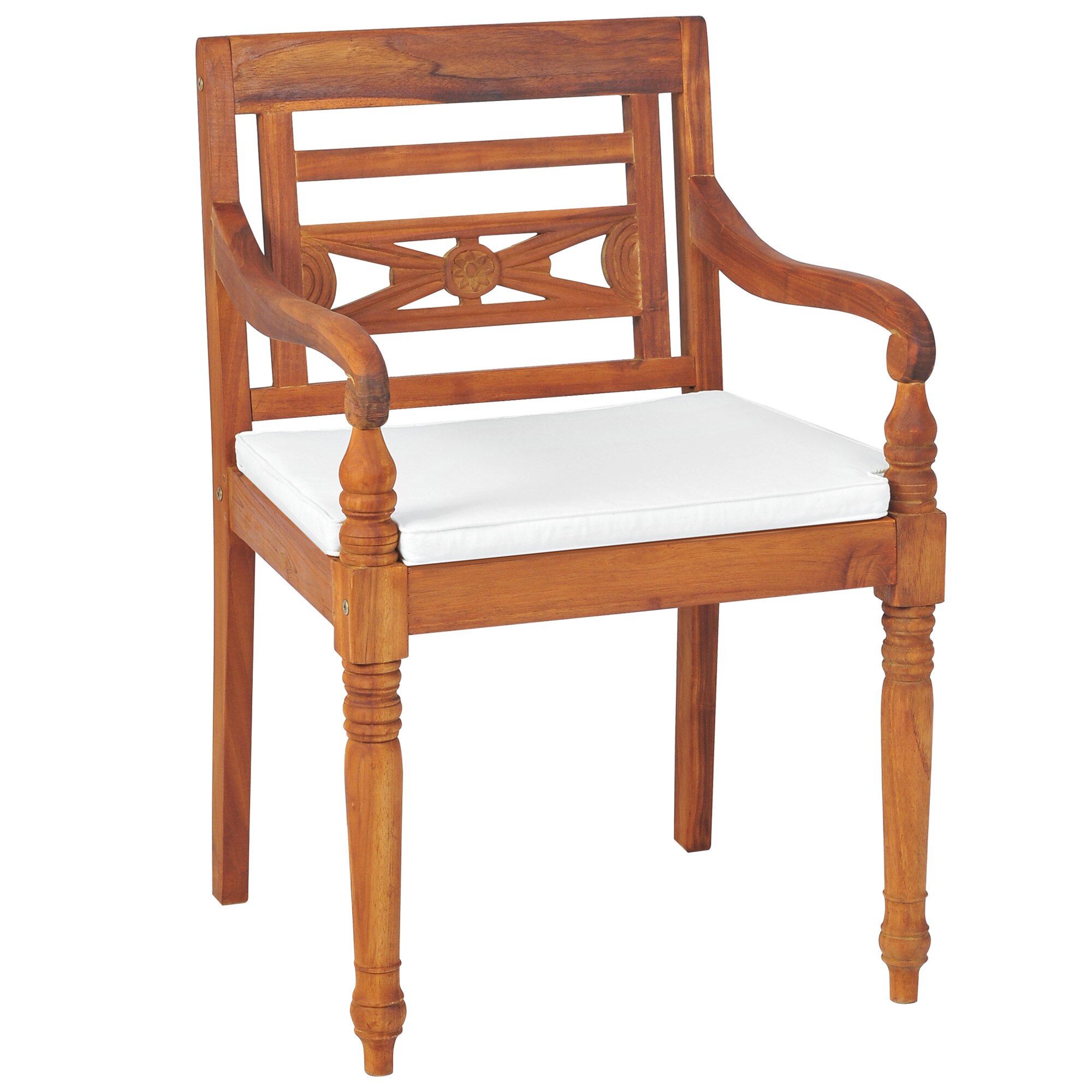 Set 2 scaune gradina/terasa/balcon, cu perne, vidaXL, Lemn tec, Maro, 55 x 51.5 x 84 cm