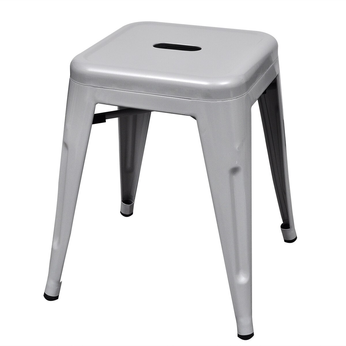 Set de 2 tabureti stivuibili, vidaXL, Otel, Gri, 39 x 39 x 46 cm