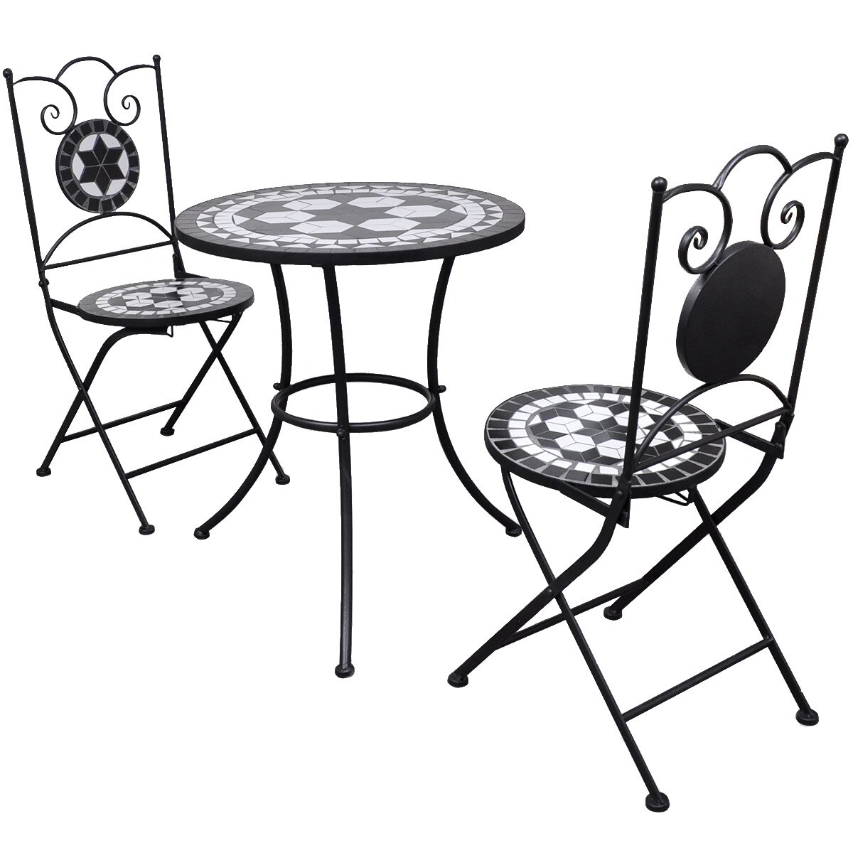 Set Mobila gradina 3 piese, vidaXL, Ceramica, Negru
