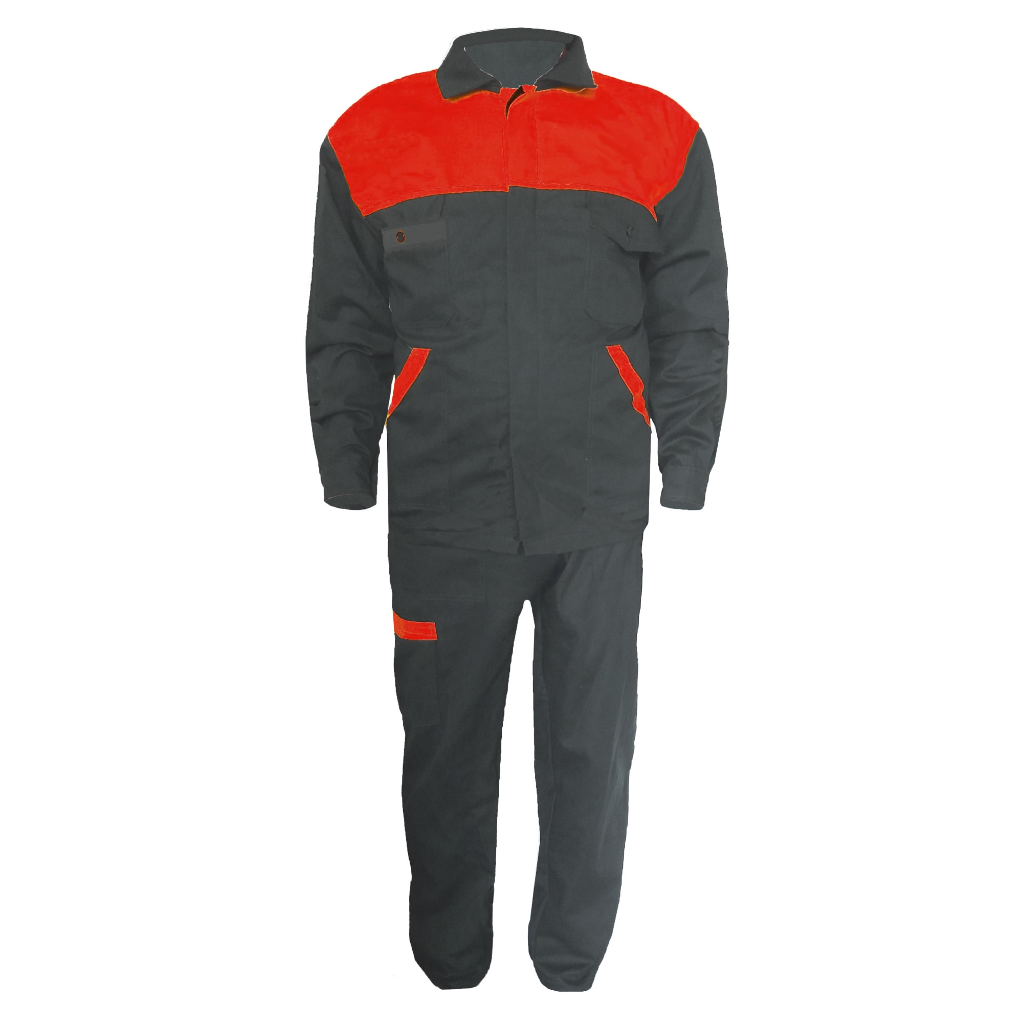 Costum Salopeta de lucru cu Pieptar Skill, Gri/Rosu, marime 58 (3XL)