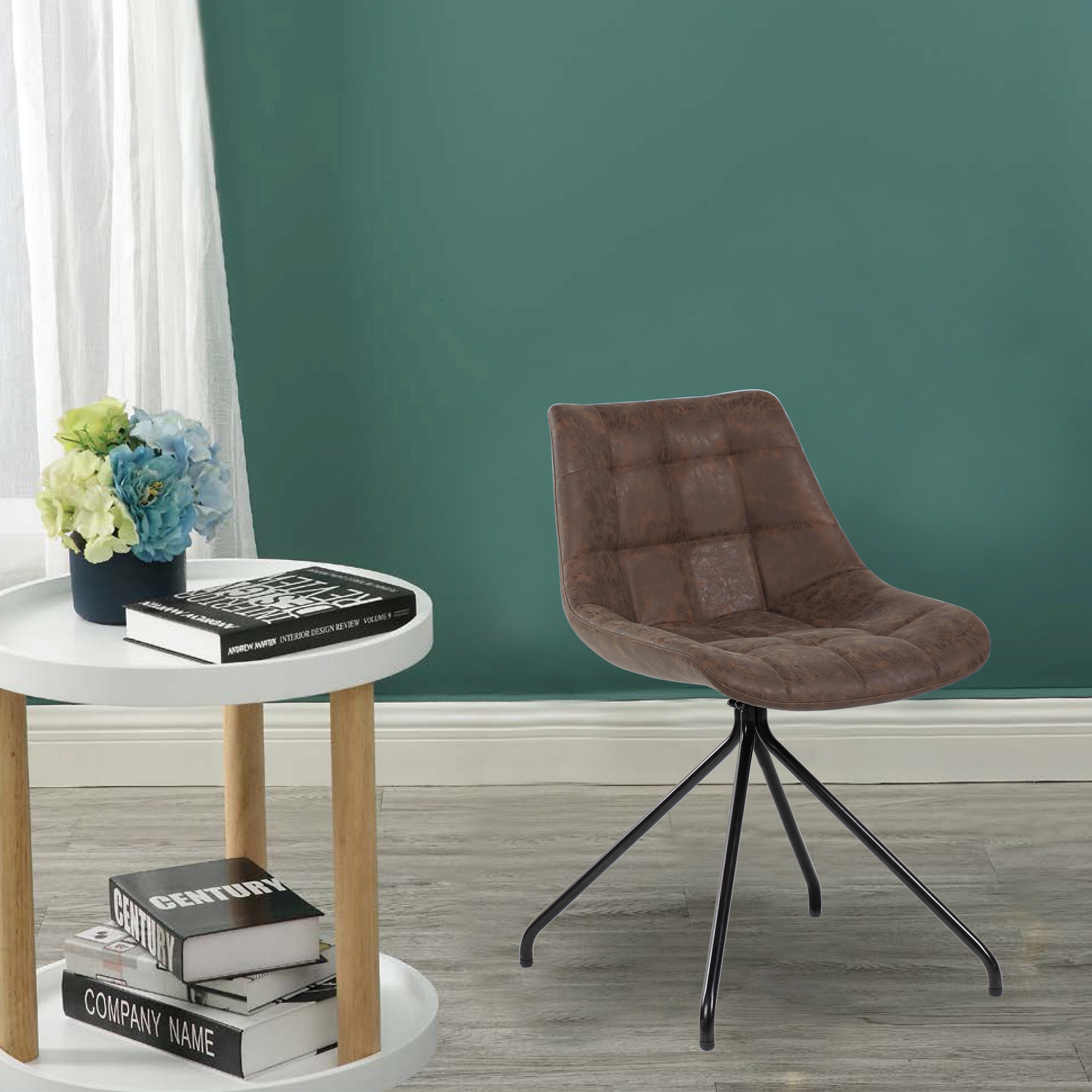 Scaun dining Kring Ernest, PU, Maro antichizat