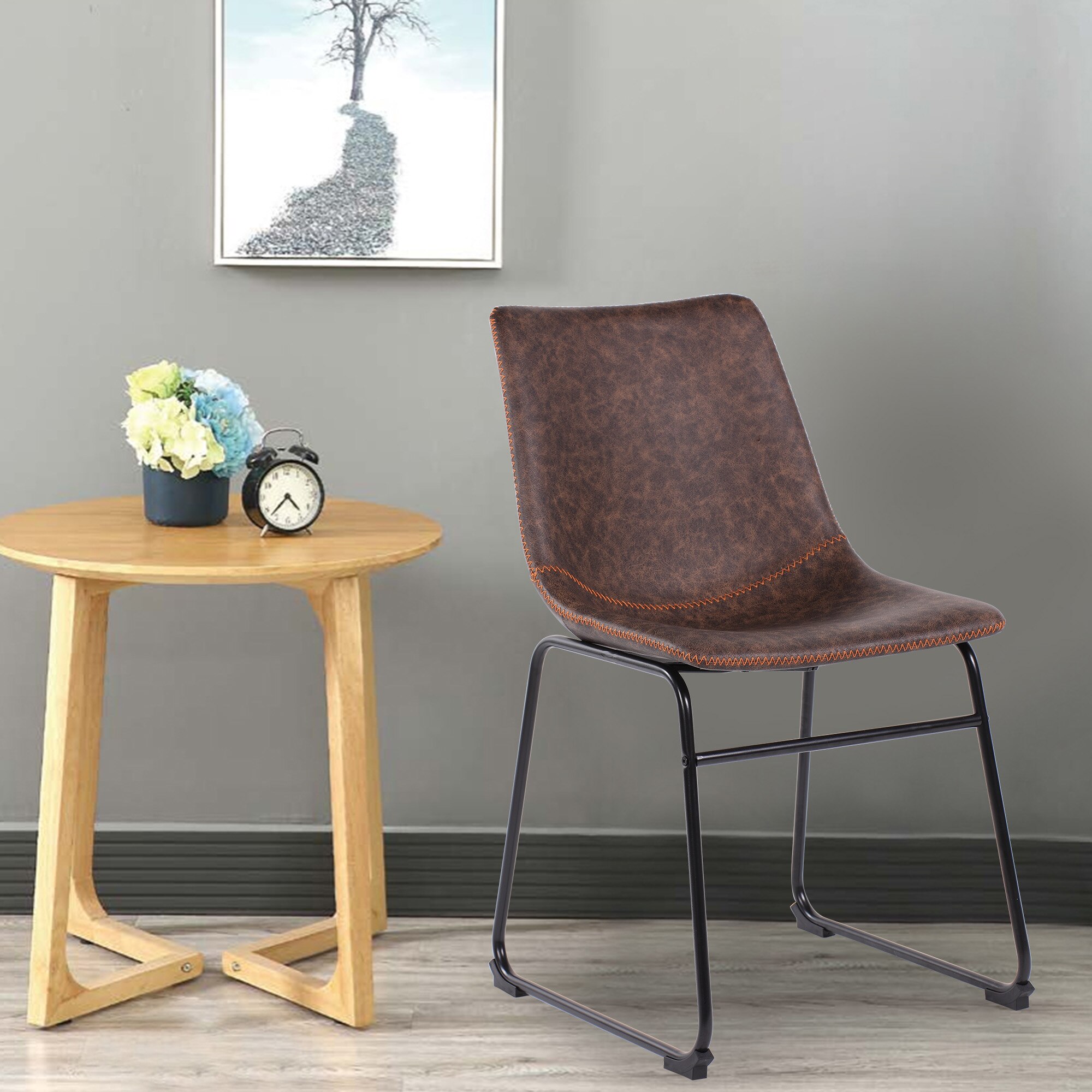 Scaun dining Kring Austin, PU, Maro antichizat