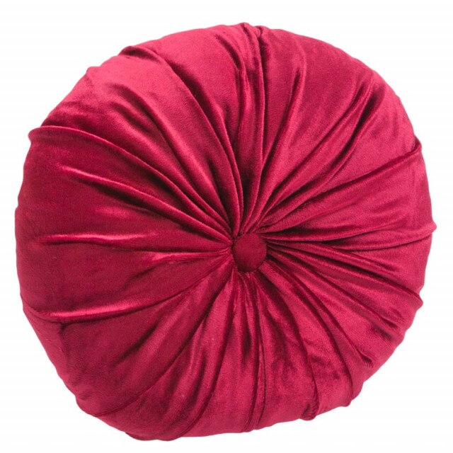 Perna decorativa rotunda Pufo din catifea cu buton, model Romantic velvet, pentru canapea, pat, fotoliu